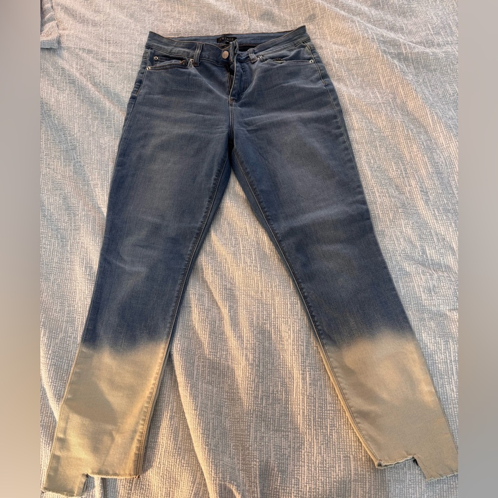 1. State Blue and Cream Skinny Jeans with Ombré Effect